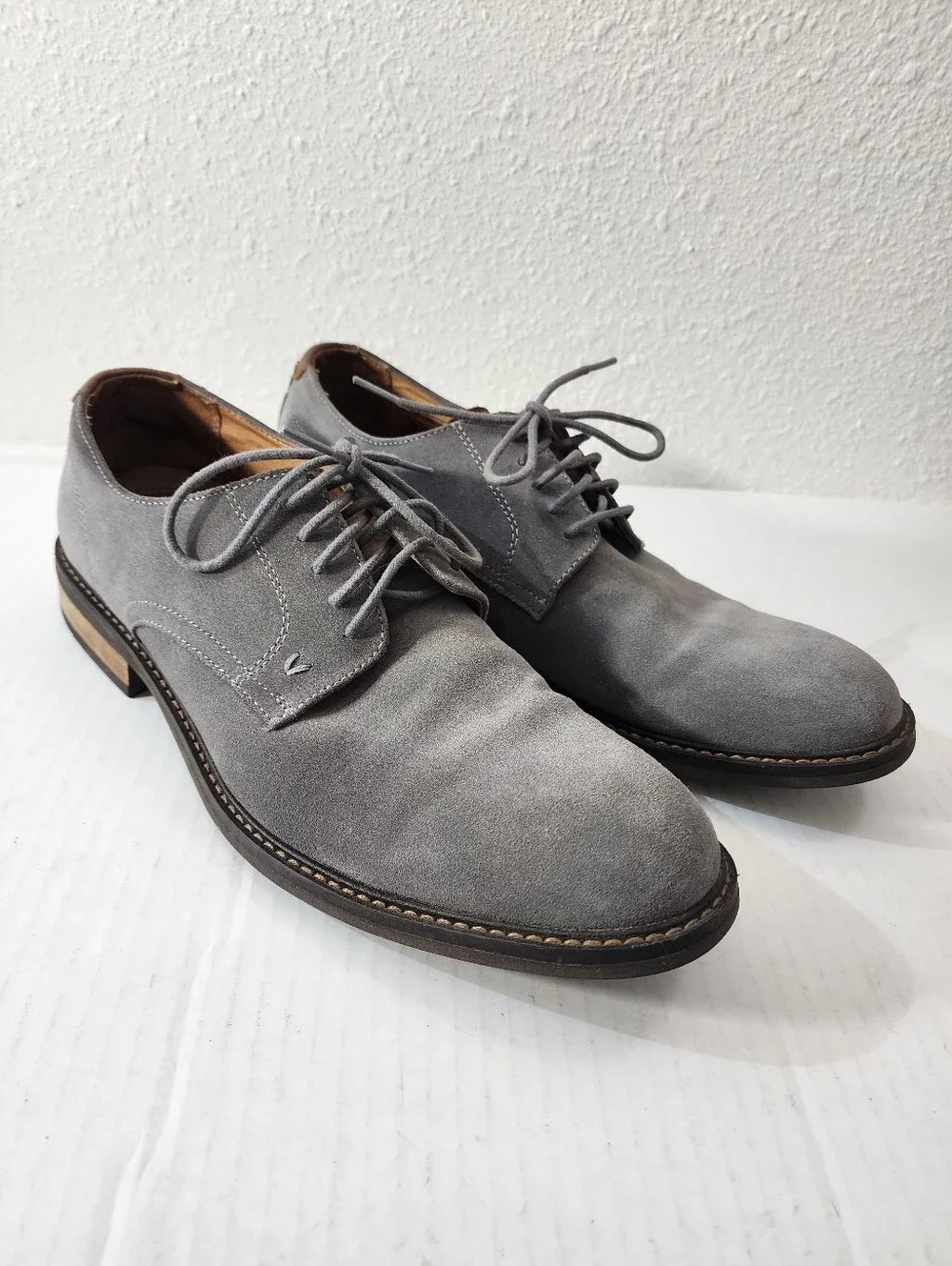 Vionic Graham Men Gray Suede Derby Oxford Shoes Quiet Luxury Old Money Size 12